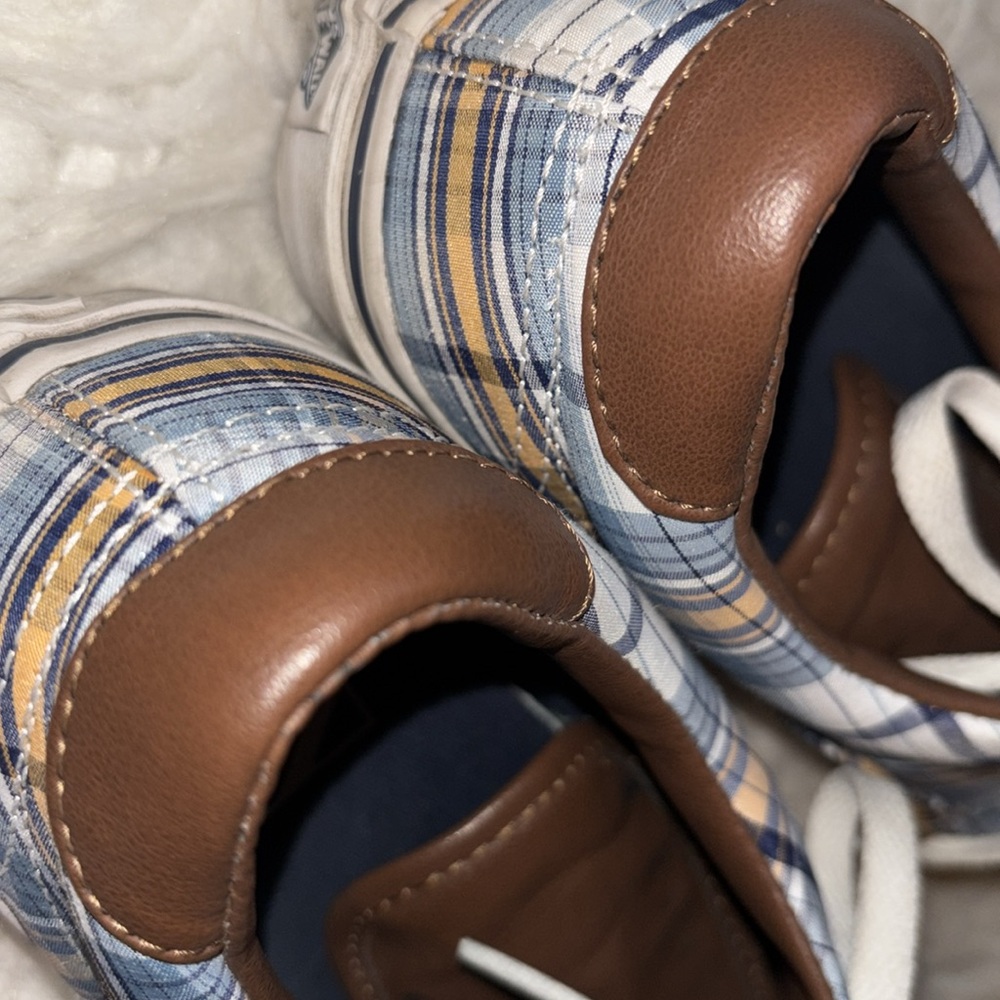 Vans Unisex Plaid & Leather Canvas Sneaker, Size US Men 6.5, US Women 8 - Picture 11 of 16